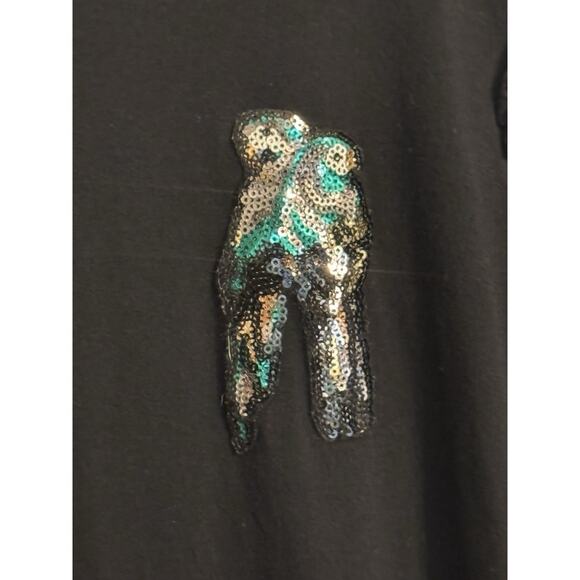 Jasmine & Juliana Parrot Sequined Blouse Top Black Sz 1X Boho Fun Vacation Beach - Picture 3 of 7